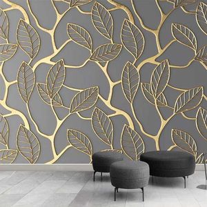 Wallpapers Drop Custom Po Wallpaper Murals 3D Stereoscopic Golden Tree Leaves Creative Art TV Background Wall Papers Home Decor1