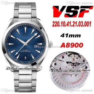 VSF アクア テラ 150M マスター CAL A8900 自動巻きメンズ腕時計ブルー テクスチャード ダイヤル ステンレススチール ブレスレット新しい 220.10.41.21.03.001 スーパー エディション腕時計 Puretime 13A1