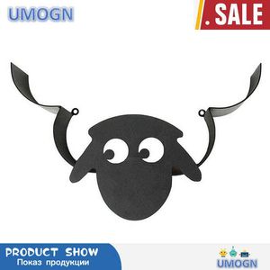 Nordic Style Black Sheep Head Wall Mounted Toilet Paper Holder Tissue Roll Metal Iron Storage Rack Bathroom Decoration 220120