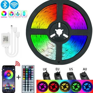 LED Strips Lights Bluetooth Led RGB 5050 SMD Flexible Waterproof Tape Diode 5M 10M DC 12V Remote Control Adapter