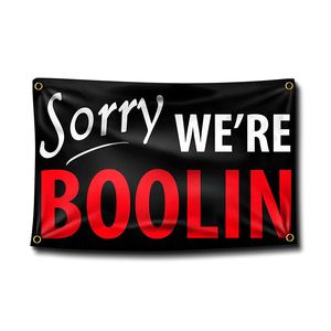 „Sorry We're Boolin“-Flagge, 90 x 150 cm, 100D-Polyester-Druck, Sportmannschaft, Schule, Club, Innen- und Außenbereich, Versand, kostenloser Versand
