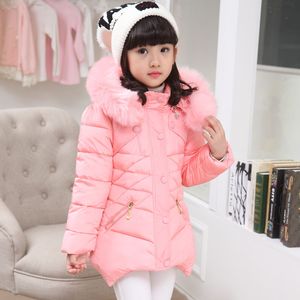 Children's Winter Clothing Thermal Cotton zipper Coat Teenage Kids Girl Hooded Collar Outerwears Girls Parkas 6 8 10 12 14 Year LJ201126