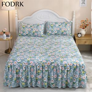 3 pezzi Lenzuola Copriletti per gonna letto Copripiumino Coppia biancheria in cotone King Size Dipinti Queen Flowers Coprimaterasso 220217