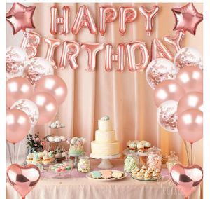 Розовый золотой воздушный шар партии украшения набор день рождения поставляет счастливые модный стиль несколько цветов воздушных шаров