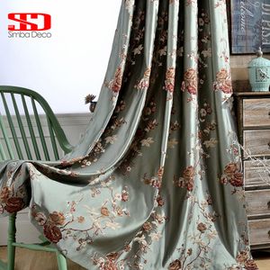 Chinese Luxury Blackout Curtain For Living Room Bedroom Embroidered Drapes Green Window Floral Kitchen Fabric Custom Size Panel LJ201224