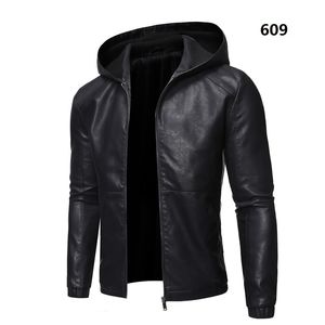 Hooded Plus Fleece Biker Leather Jacket Män Fur Coat Motorcykel PU Casual Slim Fit Male Slim Fit Outwear Size M-5XL, GA538 C1120