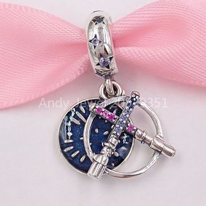 Andy Jewel Authentic 925 Sterling Gümüş Boncuklar Lightsaber Çift Dangle Charm Charms, Avrupa Pandora tarzı mücevher bilezikler koluna uyuyor