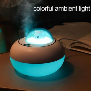 Óleos Essenciais Difusores Portáteis USB Bonito Gato Aromaterapia Umidificador Umidificador Fogger Névoa Maker Color Mood Lighting Carro Silencioso ZL0372