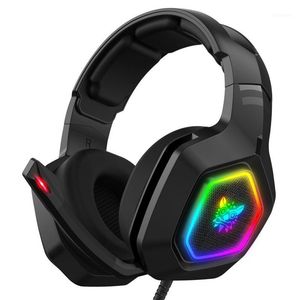 Headset ONIKUMA K10 huvudmonterade professionella spelheadset RGB färgglad belysning Mic PC-telefon XBOX Switch Gamer trådbundna hörlurar1