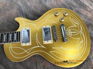 China electric guitar OEM shop L1 P Stand ard Top gold, beautiful decorative pattern