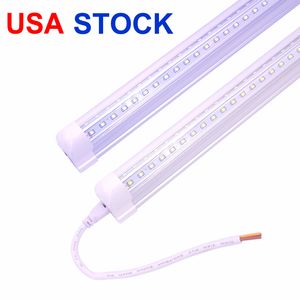 T8 V-Shaped 2FT 3FT 4FT 5FT 6FT LED-rör integrerad 8ft LED-rör Dubbel sidor SMD2835 LED-fluorescerande lampor 100-277V lager i USA