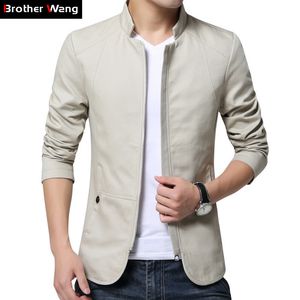 Spring Men's Casual Jacket Fashion Tooling Cotton Washed Slim Fit Rice White Coat Male Brand Clothes 201105
