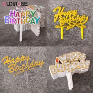 Wholesale letter candles for cake resale online - 25pcs Happy Cake Topper Plastic Letter Candle Cupcake Top Flags Girls Birthday Party Dessert Table Decoration Supplies Y200618