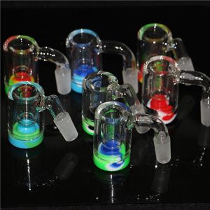 hookahs Wholesale 45/90 Degree Glass Ash Catcher Bowls With 14mm Male Joint Bubbler Perc Adaptor Silicone Container for Dab Rig Bongs