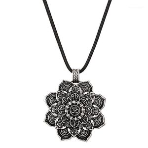 Kolye Kolyeleri Lotus Çiçek Mandala Kolye Deri Halat Tibet Budist Koruma Kadın Erkekler DIY Mücevher Arkadaşlığı1