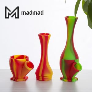 Silicone Food Grade Smoking Bong 6.6inches with Down Stem and Glass Bowl Small Portable Hand Pipe Dab Oil Rig