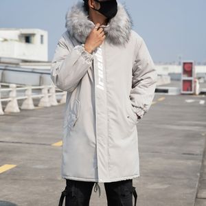 패션 - 의류 재킷 비즈니스 긴 두꺼운 겨울 코트 남자 솔리드 파카 패션 오버 코트 겉옷 모피 후드 outwear 5XL 4XL