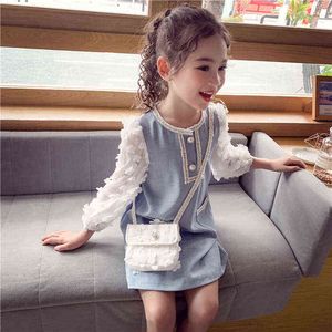 Kids Party Dress For Girls Petal Long Sleeve Formal Dress Kids Clothing Princess Birthday Dress for Girls 4 5 7 9 11 13 Years G1218