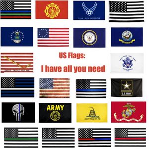 Bandiere USA US Army Banner Airforce Marine Corp Navy Besty Ross Flag Non calpestare Me Flags Thin xxx Line Flag KKA903