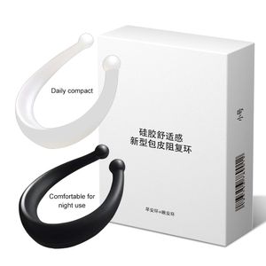 Massage Newest 2pcs Silicone Male Foreskin Corrector Penis Ring Daily Night Glans Cock Ring Delay Ejaculation Sex Toys For Men Adult