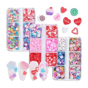 Wholesale nail clay for sale - Group buy Nail Art Decorations D Decoration Red Heart Love Soft Clay Slider Romantic Sweet Candy Decals Manicure Accessories