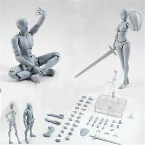 2.0 Male Female Body Kun Doll PVC Body-Chan DX Action Play Art Figure Model Drawing for SHF Figurines Miniatures Gray Set Toy 201210
