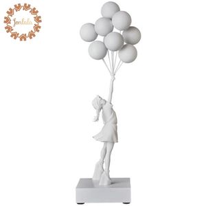 الفاخرة بالون فتاة تماثيل البنوك الطيران بالونات فتاة الفن النحت الراتنج الحرفية الديكور المنزل هدية عيد 57 سنتيمتر Y201020