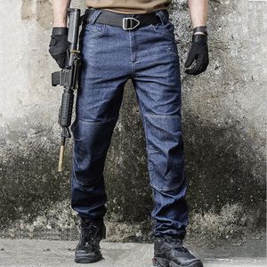 Tactical Swat Multi Bolso Denim Calças Exército Combate Jeans Homens Vestível Força Especial Flexível Jeans Militares Flexível Calças Longas 201111