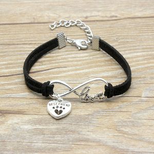 Wholesale the best charm bracelets for sale - Group buy Infinity Love Best Friend Heart Dog Paw Charm Bracelet Suede Leather Adjustable Bracelets Women Girl Minimalist Jewelry