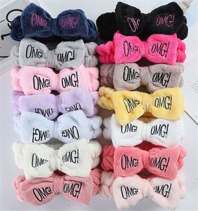 Buchstabe OMG Coral Fleece Soft Bow Stirnbänder für Frauen Mädchen Niedliche Haarhalter Haarbänder Bänder Kopfbedeckung Haarschmuck