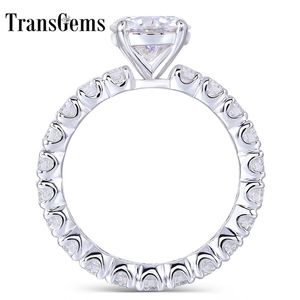 Transgems 14K 585 White Gold Center 1.5ct 7.5mm F Color Engagement Ring with Full 2.5mm Band Women Gifts Y200620