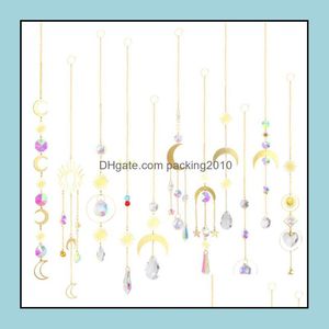 Pingentes Artes, Artesanato Presentes Home Jardim Lua Cristais Suncatcher Pendurado Grânulos Pingente Colorf Cristal Chandelier Wall Window Ornamen