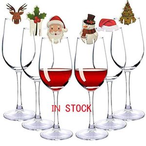 Etichetta per tazza di vino di Natale Etichetta per bicchiere di vino rosso con cervo di Babbo Natale Marcatore per bicchiere di vino per feste domestiche festive