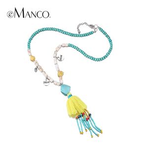 11 Color Ethnic Bohemia Tassel Statement Necklaces & Pendants Women Resin Wood Beads Chain Yellow Jewelry Y200323