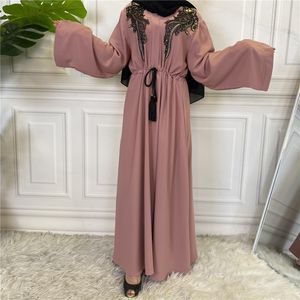 V Hals Lila Maxi Kleid großhandel-Middle East Muslim Robe Damen Araber Langes Kleid