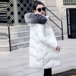 Tasarımcı-Kış Ceket Kadın Parkas Kadın Moda Aşağı Bir Hood ile Büyük Faux Kürk Yaka Bayanlar Ceket Sıcak Dış Giyim