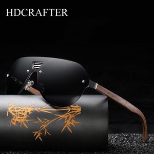 サングラスhdcrafter 2021メンズリムレス偏光クルミウッドミラーレンズサングラスガラス女性ブランドデザイン特大のメガネ227V