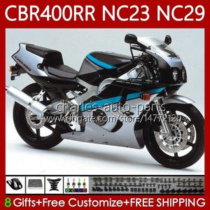 Honda 400cc CBR400 RR NC23 CBR 400 RR CC NC29 88-99 CBRESWORK 65NO.22 CBR400RR 88 89 90 91 92 93 Siyah Gümüş CBR 400RR 1988 1989 1990 1991 1992 1993 OEM Fairing