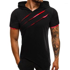 Men's T-Shirts Fashion Men's Hooded Scratch T-shirt Summer Pattern Casual Gyms Fitness Comfortable Shirt Clothing Camisetas Hombre1