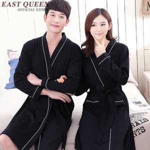 Sleepwear masculino manga longa masculino robe mulher unisex banheiro casais roupão de cor sólida amantes M-4XL 2267 YQ1