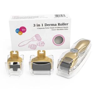 3 in 1 Dermaroller Microneedle Roller Golden Micro Needling Skin Roller for Facial Beauty Spa by Fast Shipping 7 Days