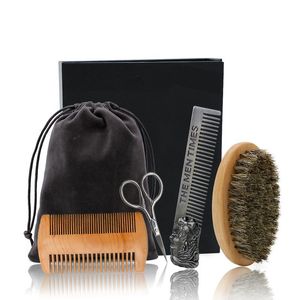 Bartwerkzeug großhandel-Haarbürsten Bart Kamm Set Doppelöl Kopfform Pinselpflegewerkzeug Professionelle