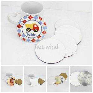 DHL 5 Styles DIY Sublimation Blank Cup Mat MDF Wooden Insulated Cups Coasters Kitchen Accessories Mats Bar Mug Drink Pads