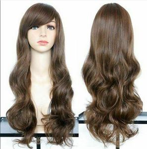 Long Oblique Bang Wavy Synthetic Wig Cosplay Womens Wig