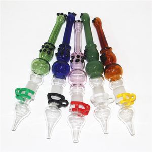Shisha 5.7 Zoll Glasnektarrohr mit 14 mm Quarzspitzen Keck Clip Silikonbehälter Reclaimer zum Rauchen von Wasser Bong Dab Rig