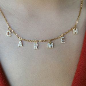 Colar de zircão personalizado Colares de cristal personalizado Cadeia de pingente para mulheres jóias presente Dropshipping