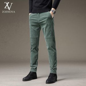 Herrbyxor Corduroy Men Loose Joggers 2022 Vinterföretag Installerad i höstman Casual Trousers Green