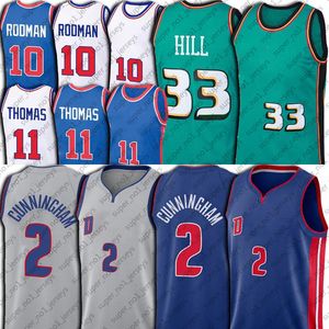 2021 Draft 2 Cade Cunningham Jersey Basketball Throwback Grant 33 Hill Dennis Isiah Rodman Thomas Jerseys