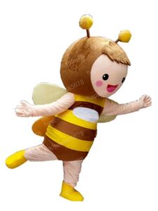 Performance Cute Bee Mascot Costumes Halloween Natale Personaggio dei cartoni animati Abiti Suit Volantini pubblicitari Abbigliamento Carnevale Unisex Adulti Outfit