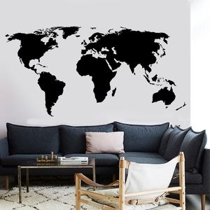 Grande carte du monde décalcomanie bureau salle de classe décoration vinyle maison salon autocollant mural DT16 201106